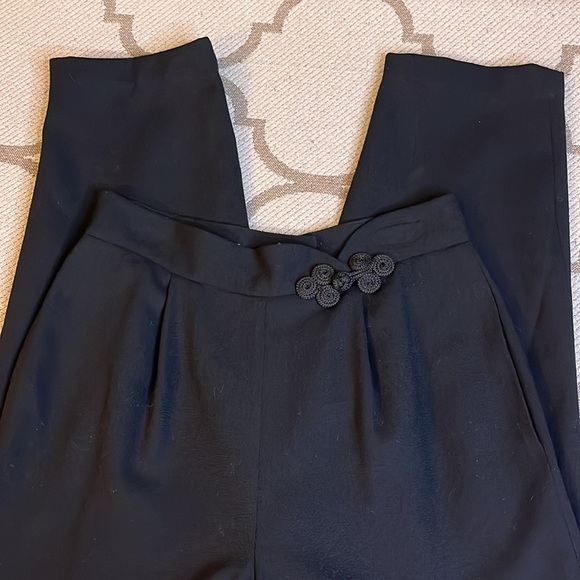 Amanda Fielding wool high waisted Pleated knotted waist detail trouser pants - Picture 4 of 16
